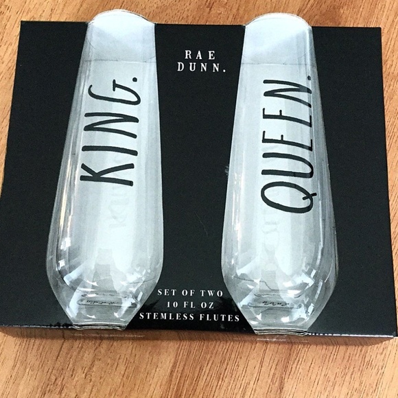 Rae Dunn Other King Queen Stemless Flute Glasses Set Poshmark
